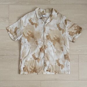 Zara Kids Beige and Brown Casual Button-Down Shirt